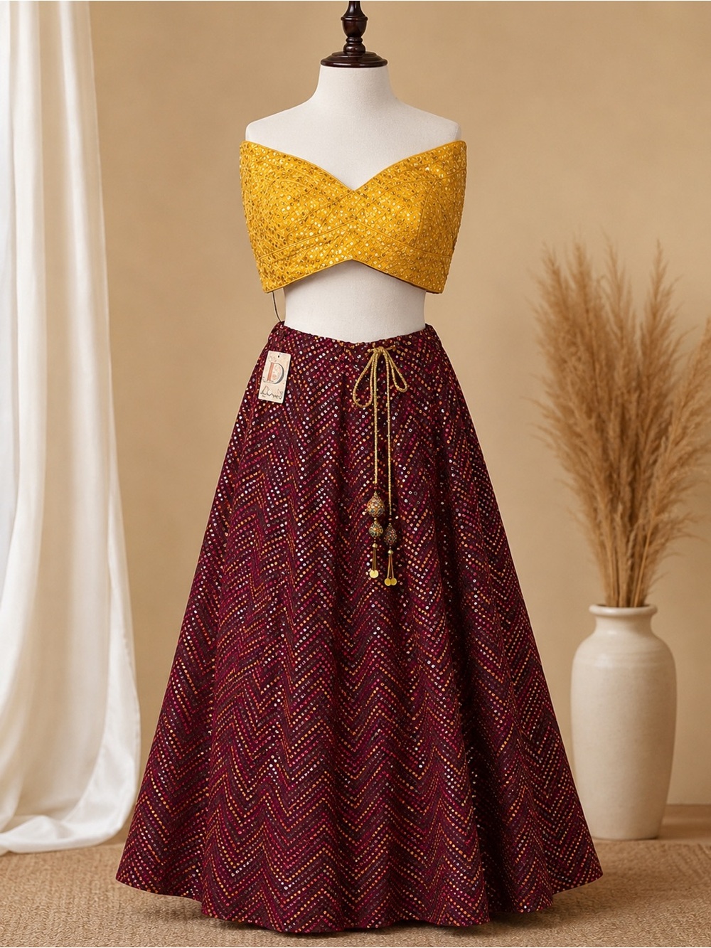 Wine Sequin Skirt only